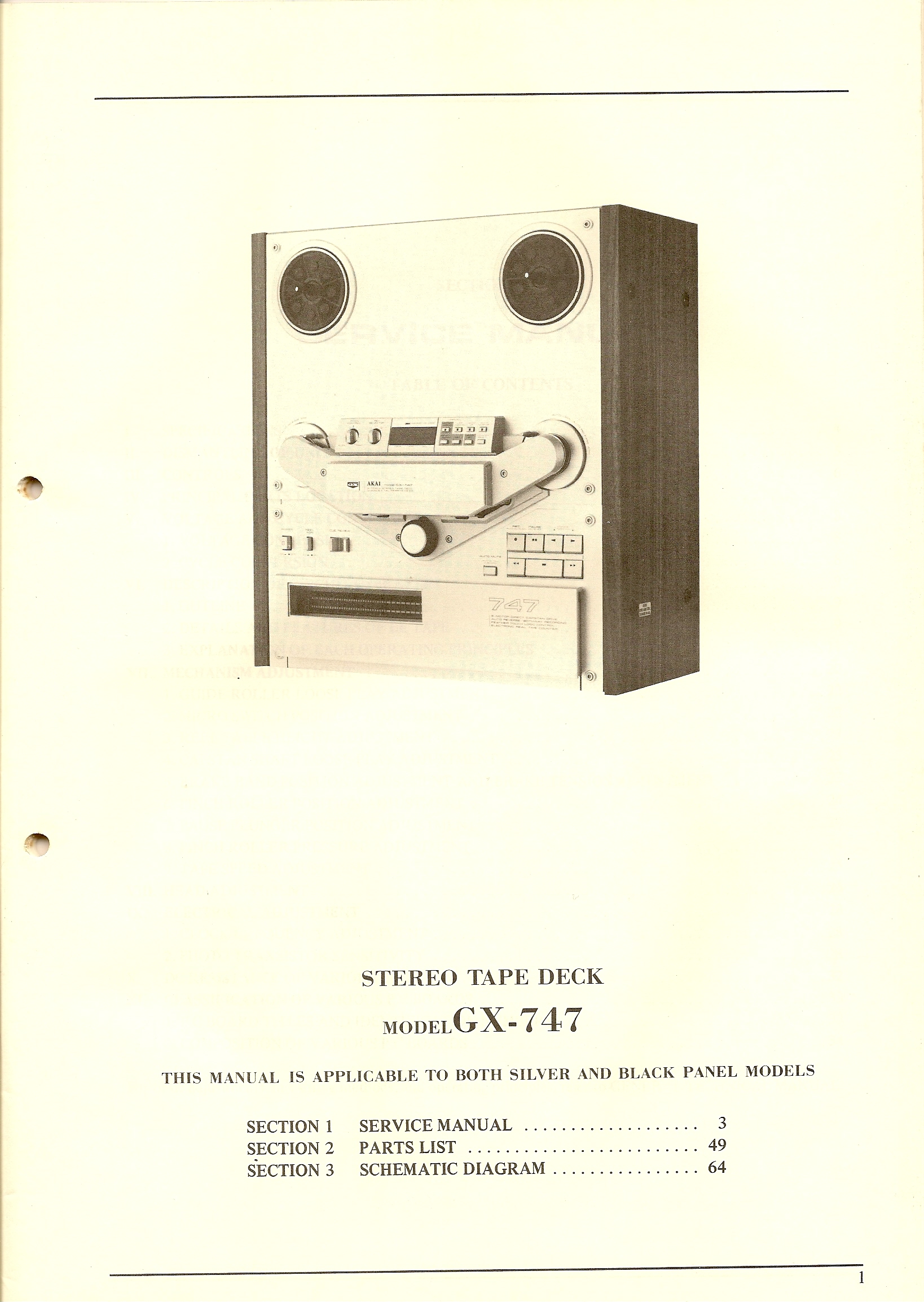 Service Manual Akai GX-747 (VU-meter version)